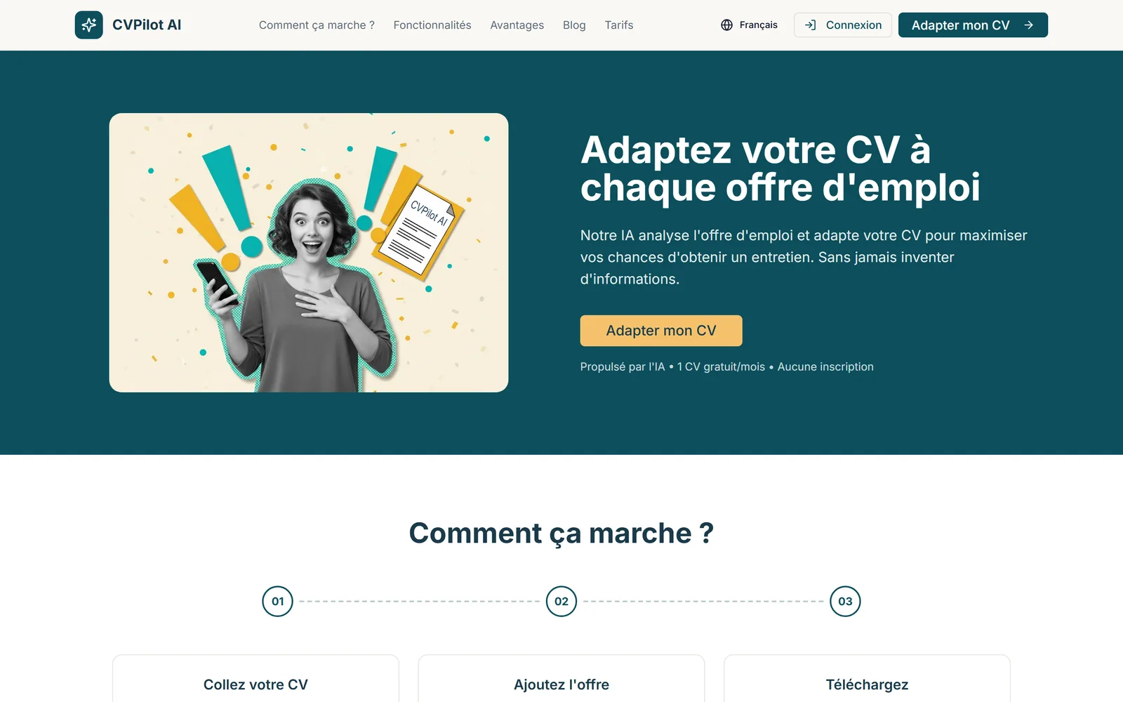 Site internet CVPilot AI