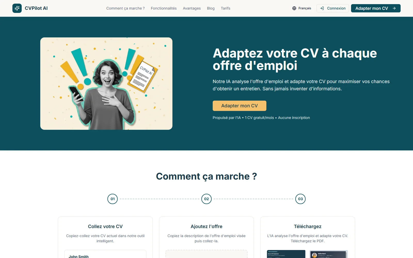 Site internet CVPilot AI
