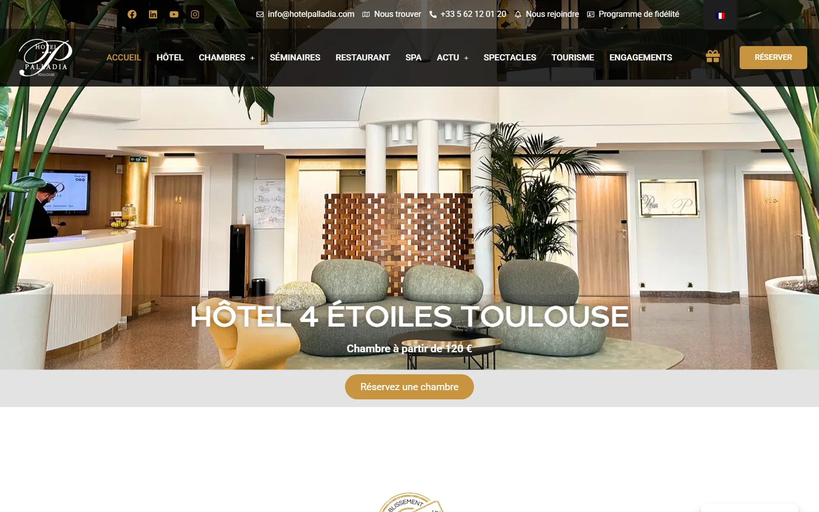 Site internet Hôtel Palladia