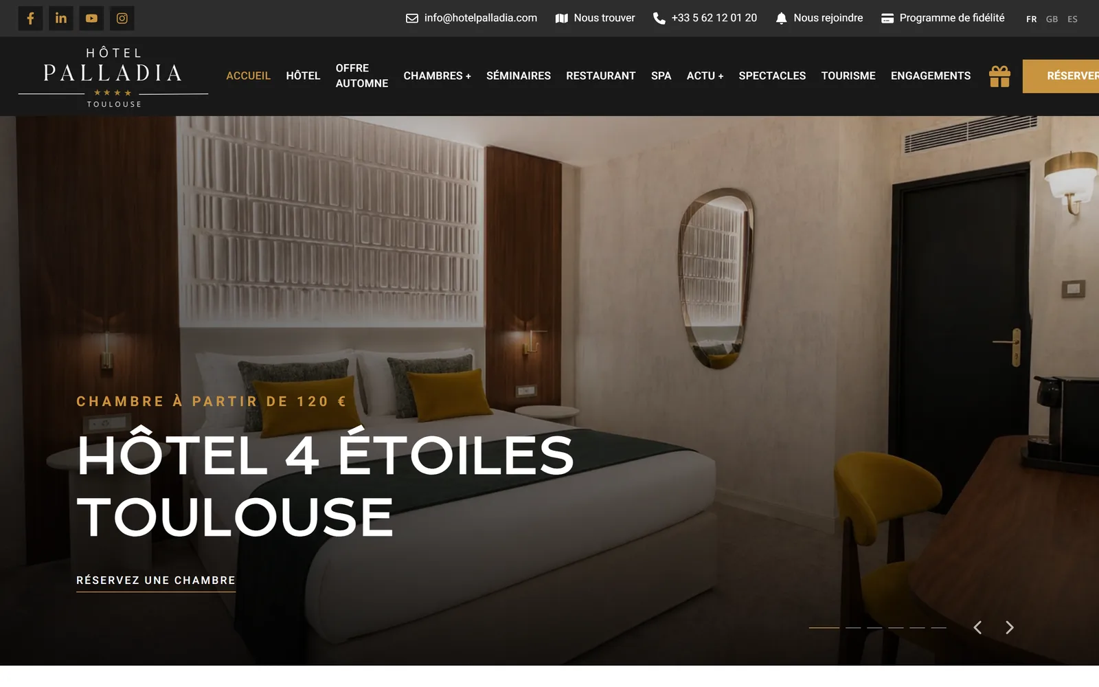Site internet Hôtel Palladia