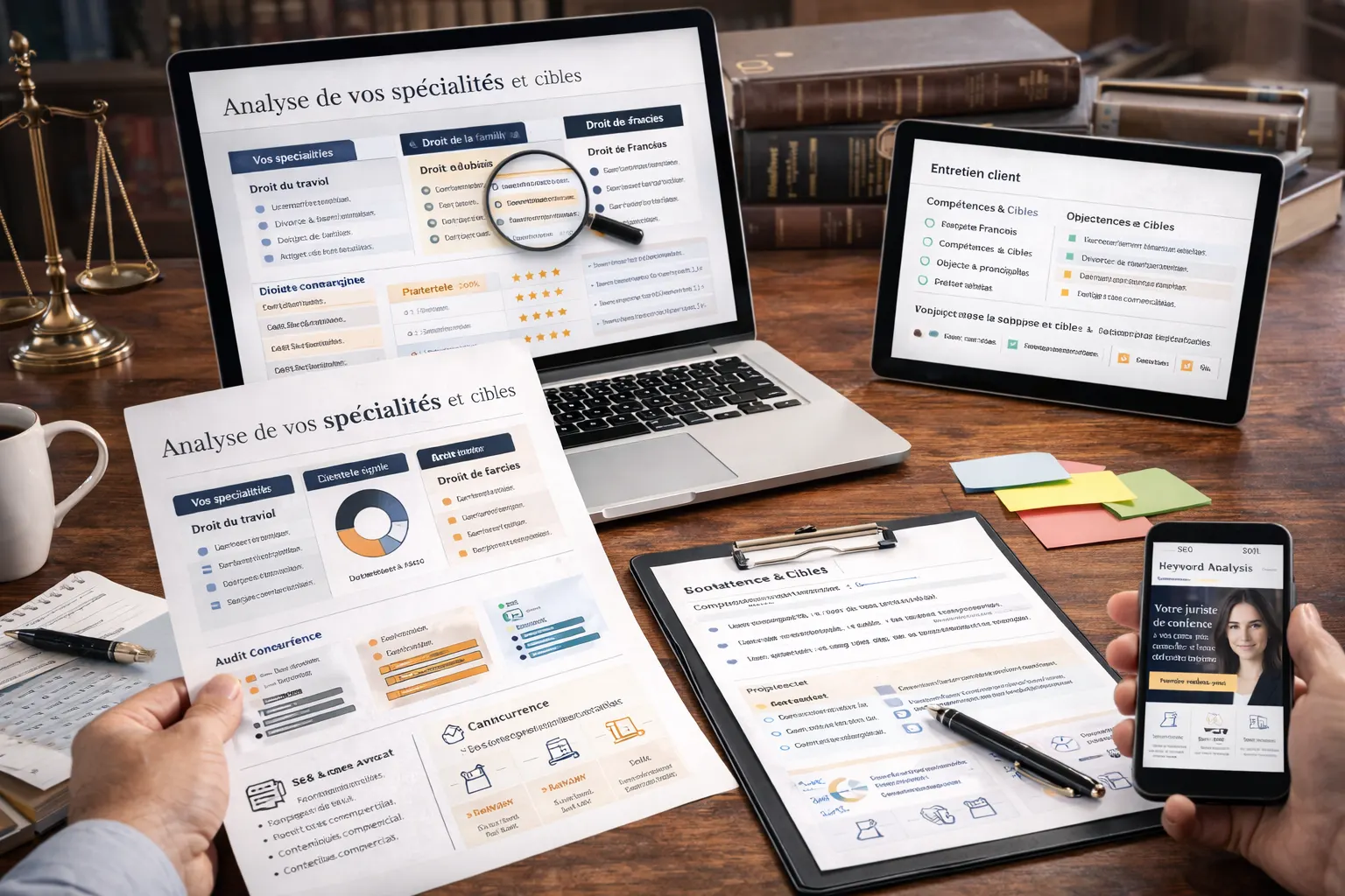 Analyse des spécialités et de la cible pour la création du site internet d'un avocat