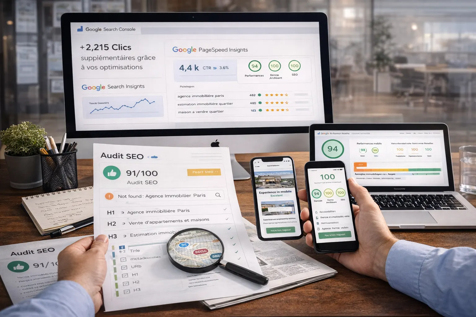 Audit SEO et analyse du marché immobilier local pour la création du site internet de l'agence