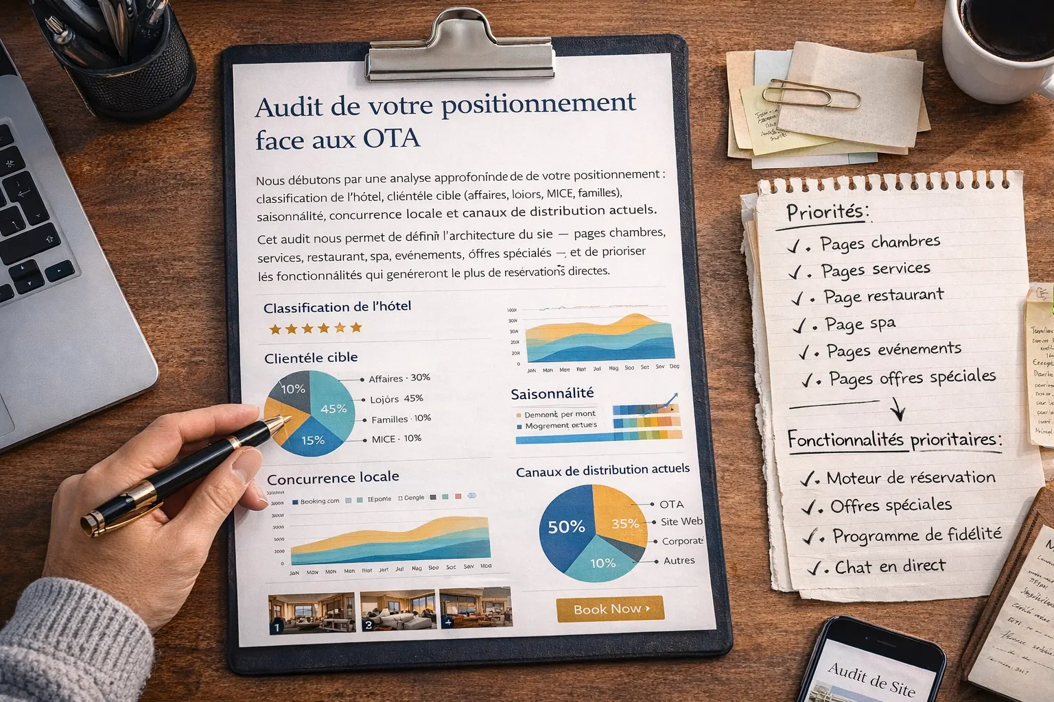 Audit et brief stratégique pour la création du site internet d'un hôtel