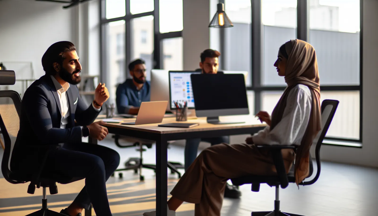 Réunion entre un entrepreneur et une agence web pour discuter d'un projet digital