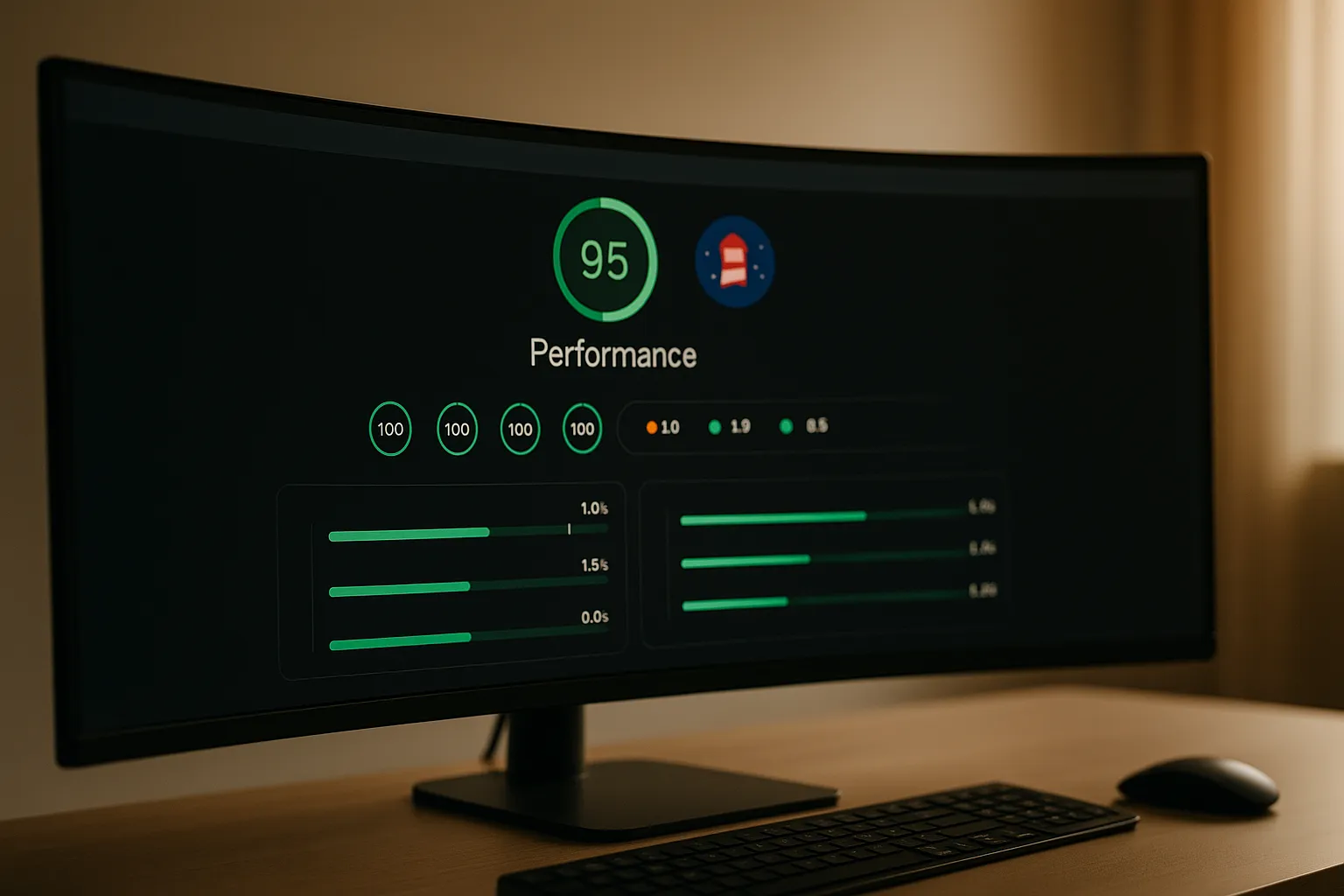 Audit Lighthouse avec scores de performance Core Web Vitals optimises