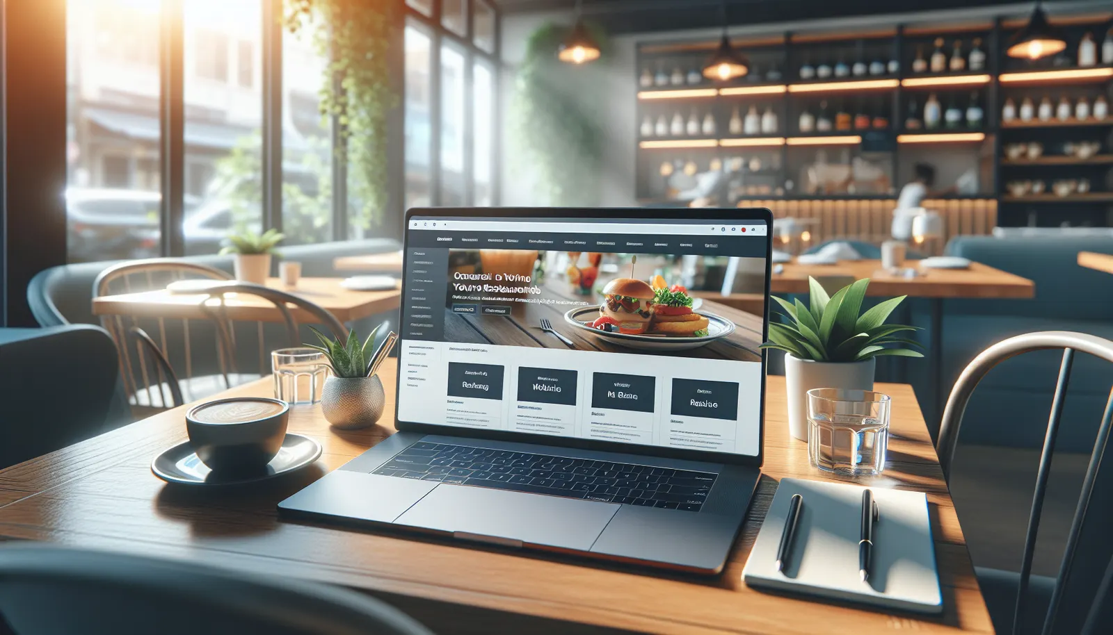 Salle de restaurant chaleureuse et moderne avec une mise en place soignée, ambiance tamisée propice à la gastronomie – création de site internet pour restaurant par Clickzou