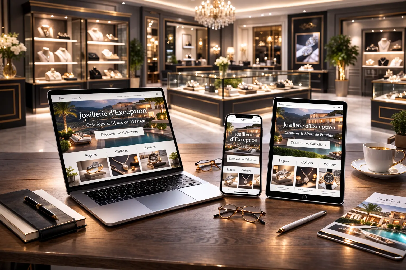 Vitrine de boutique moderne avec intégration digitale – création de site internet pour magasin par Clickzou