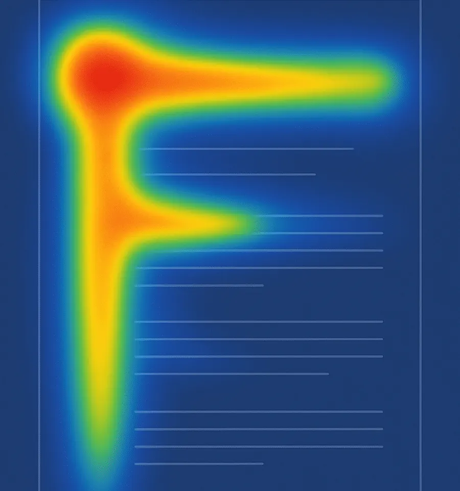 Schéma du F-pattern de lecture sur une page web
