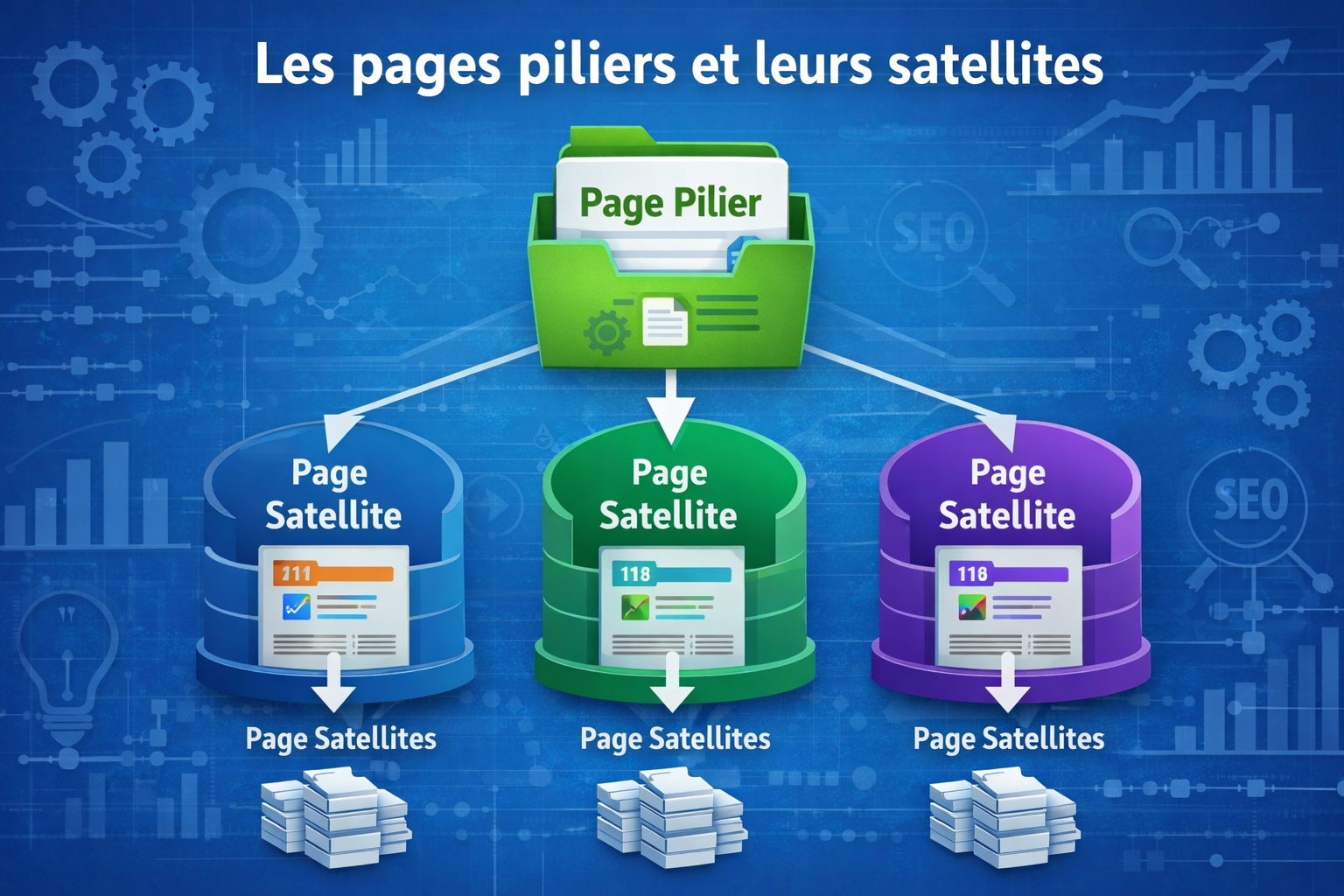 Pages piliers et articles satellites dans l'architecture SEO Clickzou