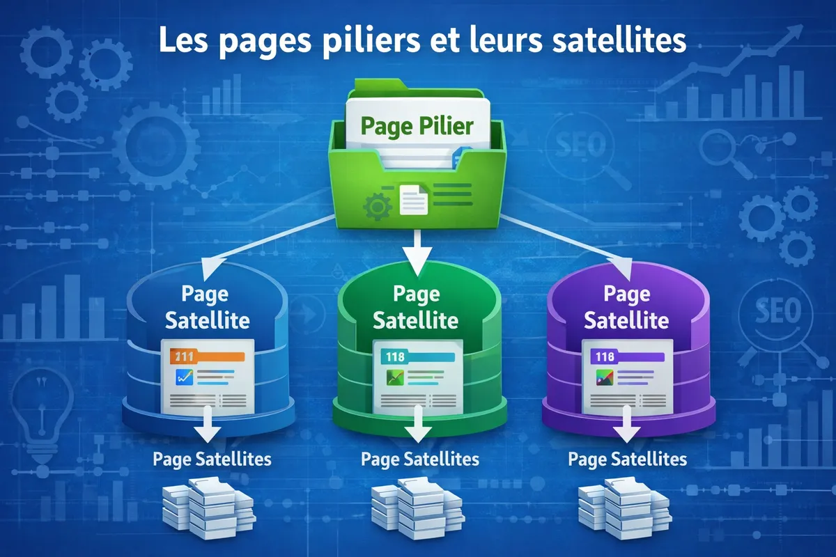 Pages piliers et articles satellites dans l'architecture SEO Clickzou