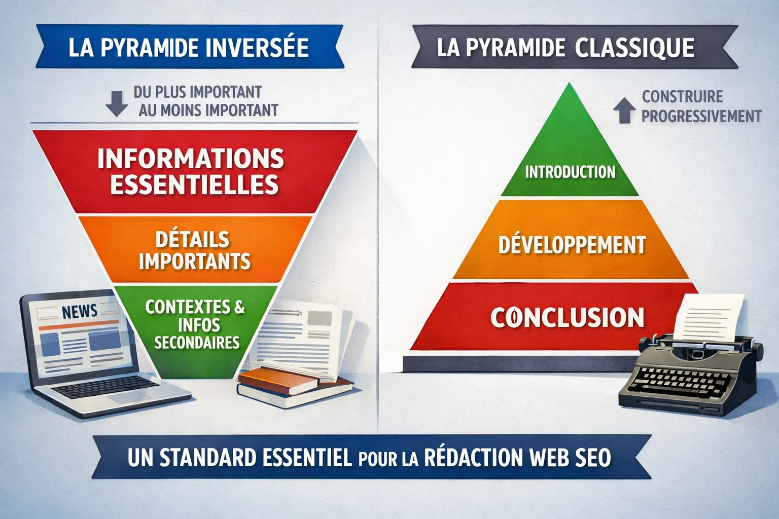 Pyramide classique vs pyramide inversée SEO
