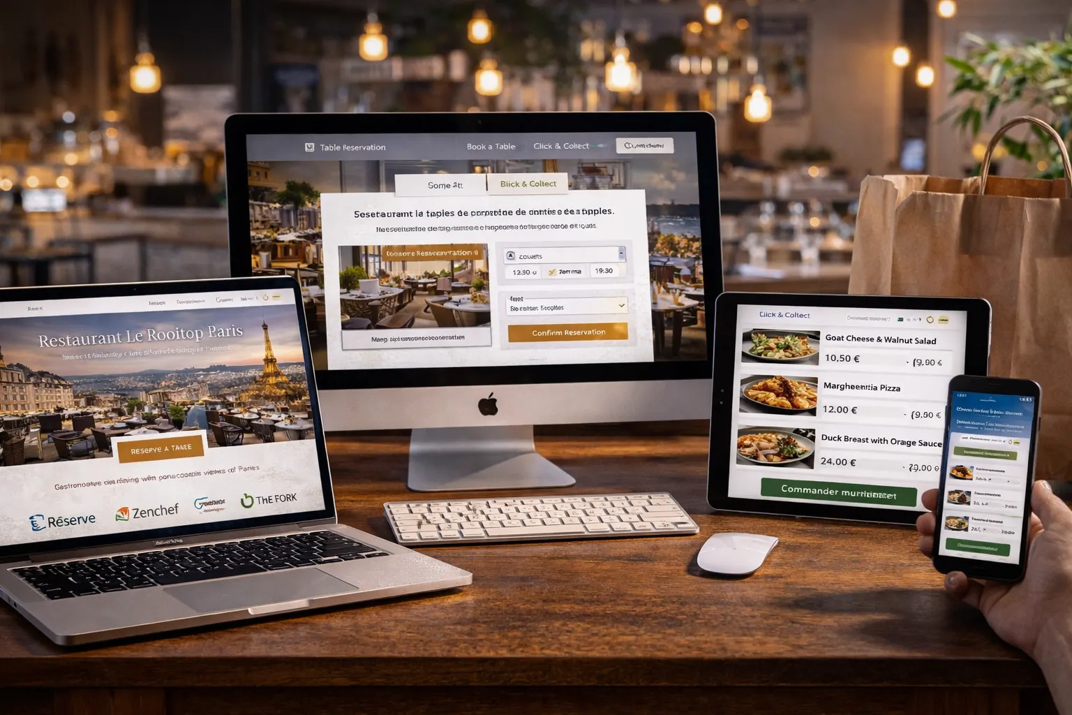 Réservation en ligne connectée au planning du restaurant