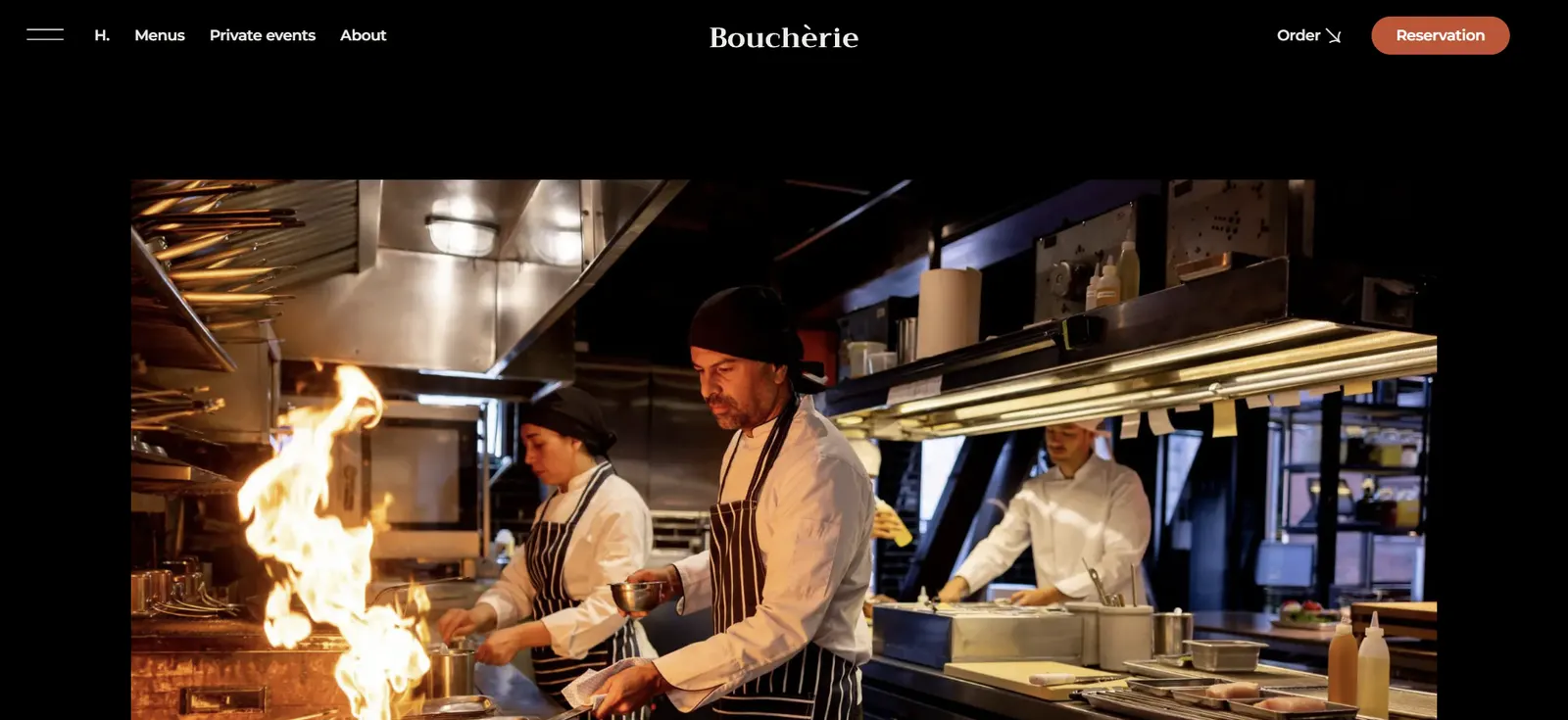 Site vitrine avec menu digital et galerie photo pour restaurant