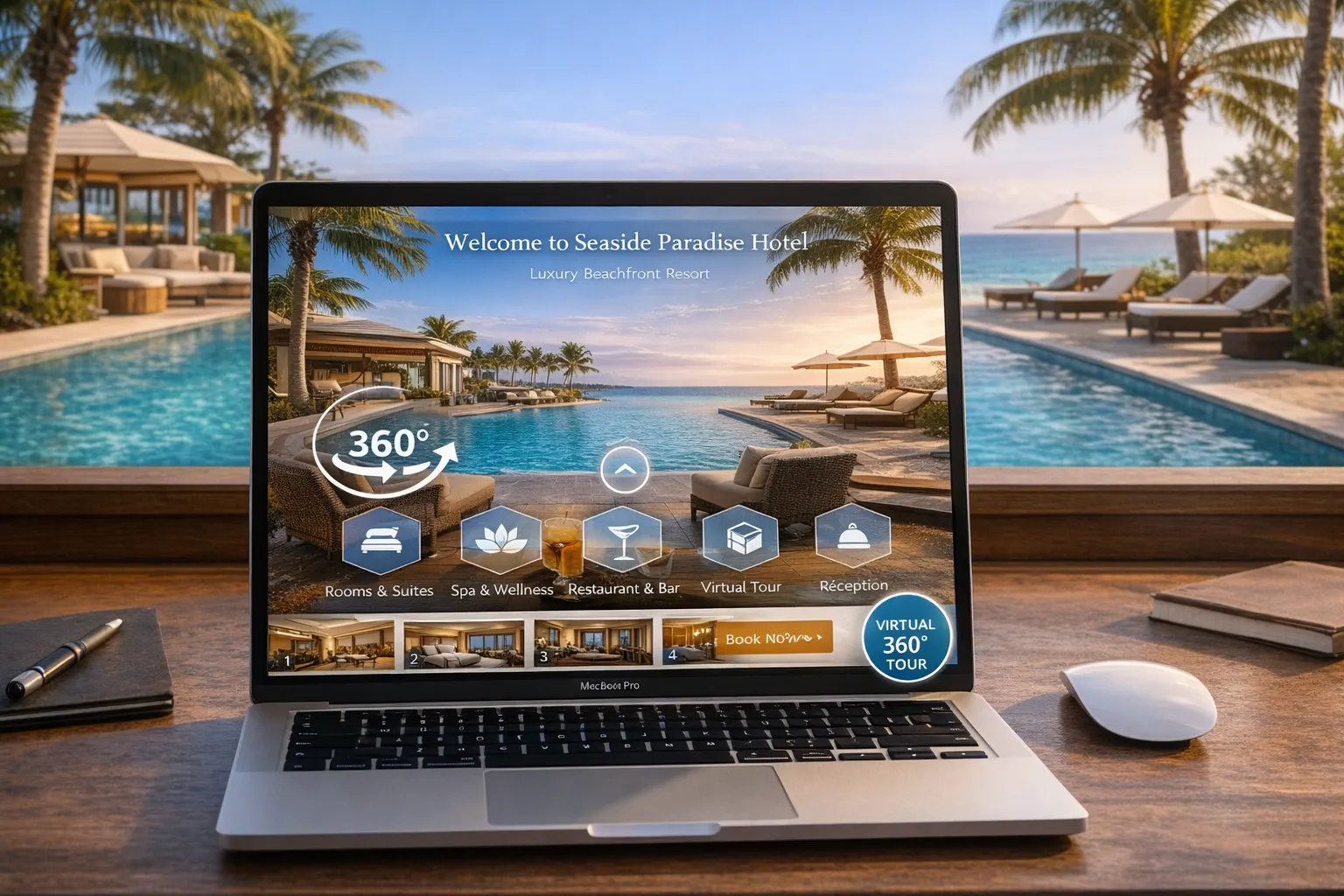 Site internet personnalisé pour hôtel avec moteur de réservation et design sur mesure