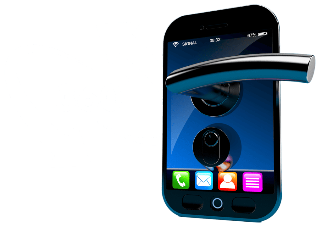 Téléphone intelligent avec poignée de porte et photo 360°