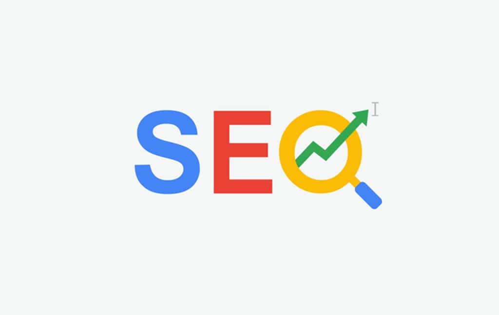 Référencement SEO (search engine optimization) logo avec loupe en verre