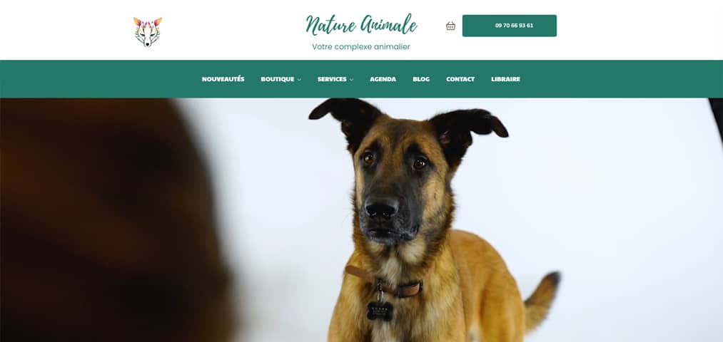 Copie d'écran du site internet de Nature Animale créé par l'agence web Clickzou
