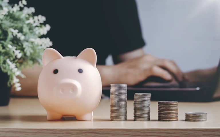 Économiser de l’argent richesse et concept financier avec un cochon et des euros
