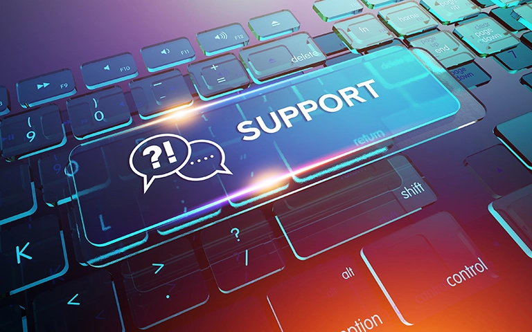 Un clavier avec indiqué "support"