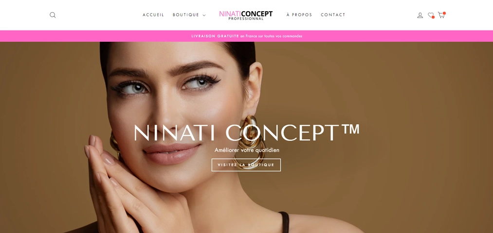 Copie d'écran d'un site créé avec Shopify pour la marque Ninati Concept